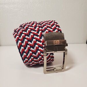 Nexbelt Braided Stretch Belt Red White Blue–Ratchet Buckle–Adjustable–Men's Golf